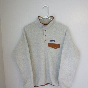 Patagonia Gray Fleece Pullover 3 Button Closure Long Sleeve Mock Neck S Jacket